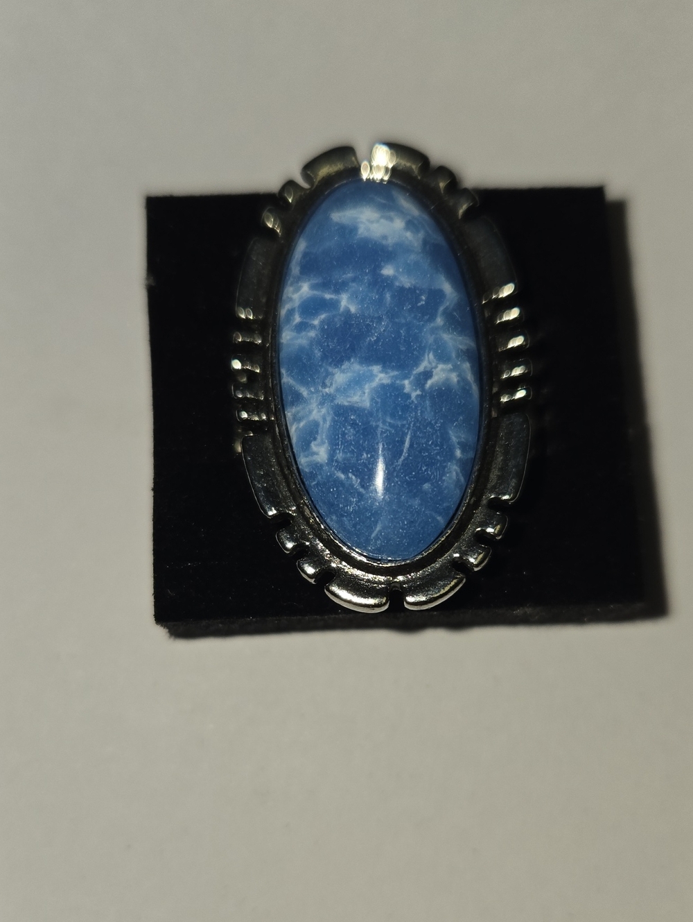 paparazzi Blue Marbled Oval Stone Silver-Tone Ring
